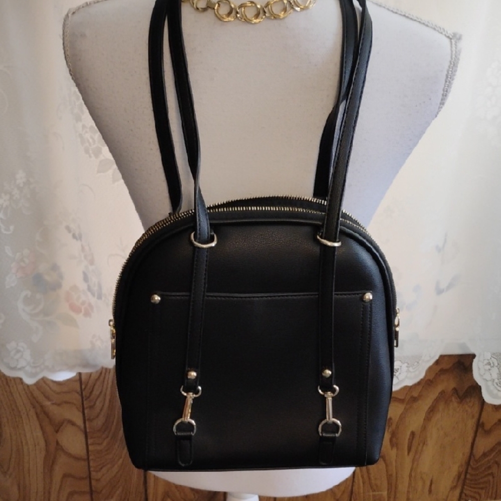 Mystique Boutique Black Faux Leather Mini Backpack
